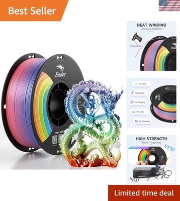 3D Printer Filament, Rainbow PLA+ Filament 1.75mm, Multicolor PLA Plus Strong...