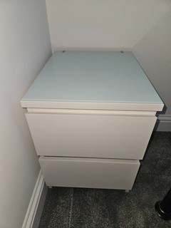 IKEA MALM White 2 Drawer Bedside Cabinet Bedroom Storage with glass top