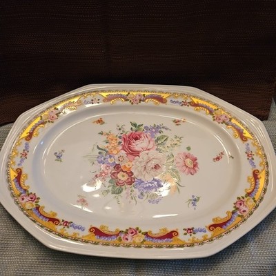 Vintage T.LIMOGES DEPOS Decorative Floral Platter Retro MCM, 13.25 Inches Length