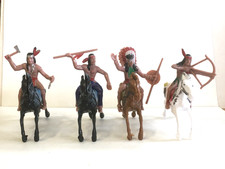 4 x CRAFTSMAN ARTS Co. WILD WEST MOUNTED INDIAN WARRIORS. 54/60mm ? MINT PLASTIC