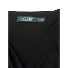 Lauren Ralph Lauren Black Ruched V-Neck Sheath Dress Sleeveless Petite 8P