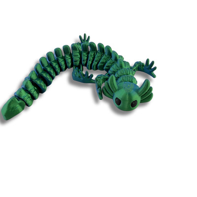 BuildInk Articulated Axolotl Blue Green Multicolor 8 Inch 3D Printed Flexible