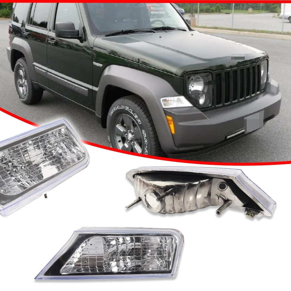 Juego de luces de giro para Jeep Liberty 2008-2012 par transparente delantero izquierdo y derecho Foto 2 de 4
