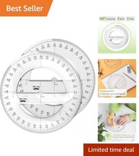 Pack of 2 Large 6-Inch 360 Degree Protractors for Classroom and Drafting Needs