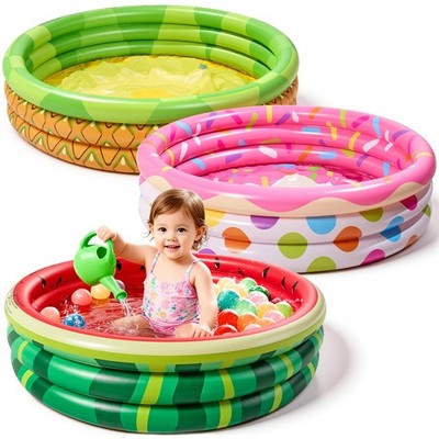 3 Pack 45'' X 10'' Inflatable Kiddie Pools, Watermelon & Pineapple & Cupcake Sw...