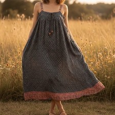 Natural Life Boho Floral Maxi Dress Teal Pink Paisley Print Tie Neck Size L