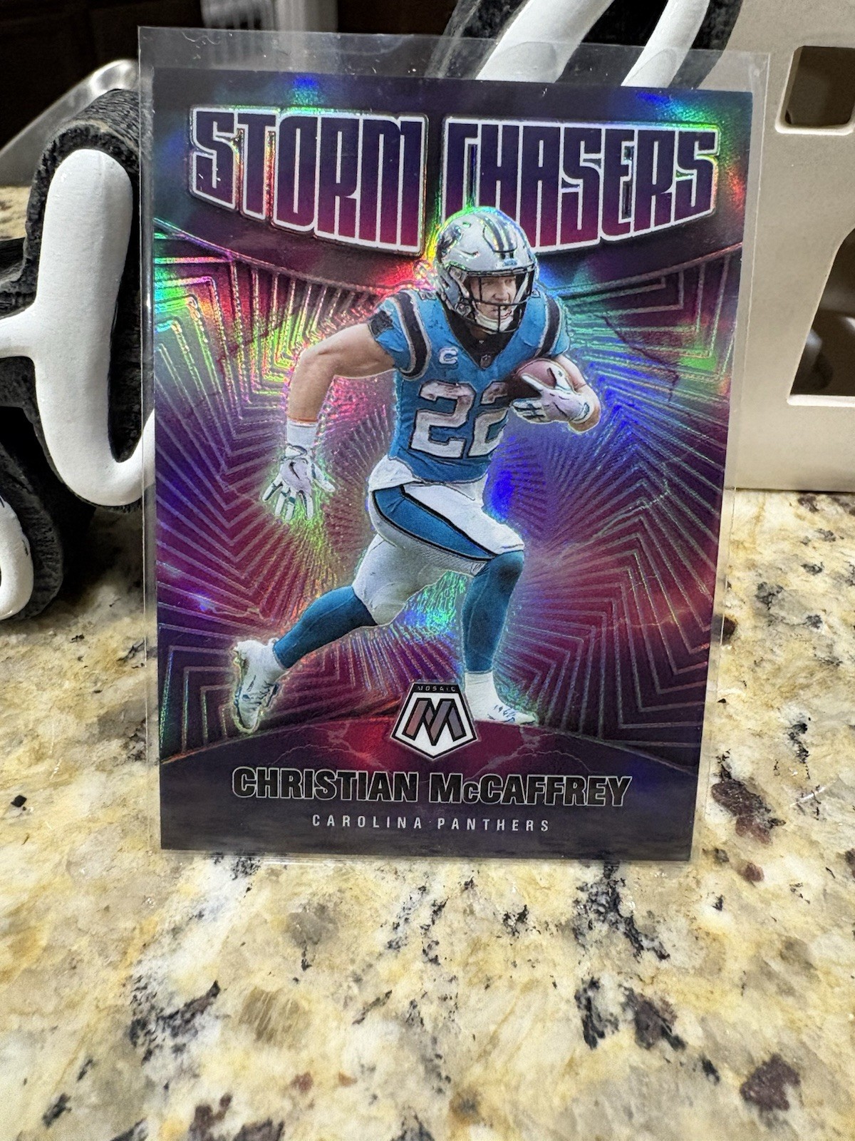 2021 Panini - Christian McCaffrey No. SC-8 - Mosaic Storm Chasers - SSP Case Hit