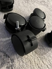 Threaded M6 Stem Casters Wheels with Brakes Black 6 Pieces for Furniture