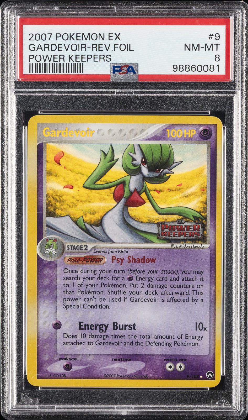 2007 POKEMON EX POWER KEEPERS #9 GARDEVOIR-REVERSE FOIL PSA 8