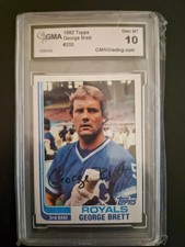 George Brett 1982 # 200 Signed Gem 10 3rd Base Card.  Great Condition