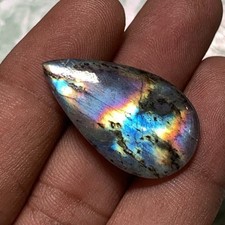AAAA Natural Labradorite Multi Flashy Fire Pear Briolette Side Drilled 17.5X30MM