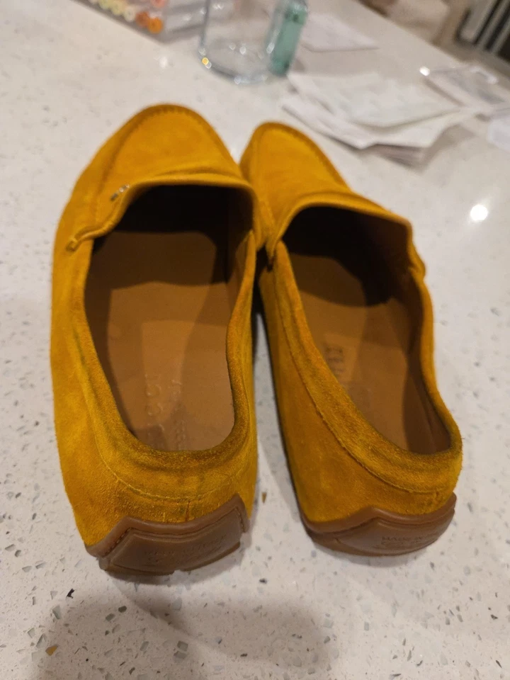 Мокасины без шнуровки Gucci желтые замшевые с блокировкой G размер 7,5 - Изображение 4 из 4