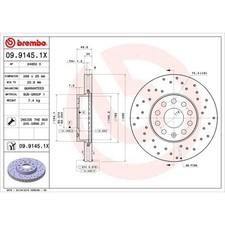 Image of BREMBO Xtra Vented Brake Discs Pair - Drilled - 09.9145.1X - OE Performance