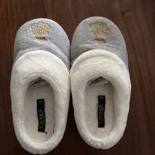 Lauren Ralph Lauren Embroidered Plaid Slippers Size Large