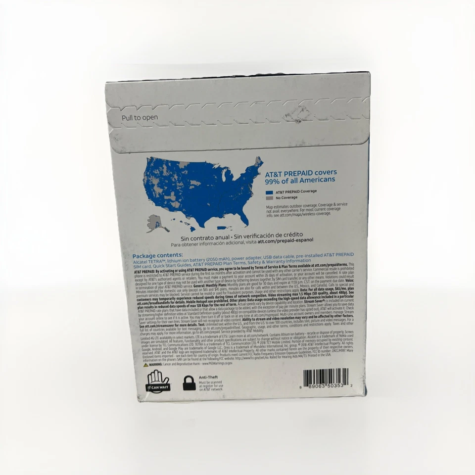 Alcatel Tetra AT&T Prepaid 5" 16Gb 5MP Android Cell Phone - Brand New, Sealed! - Image 2 of 4