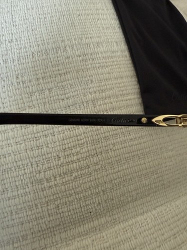 Gafas de sol Cartier CT0439S-001 cuerno de búfalo negro dorado nuevas y con factura - Imagen 8 de 14