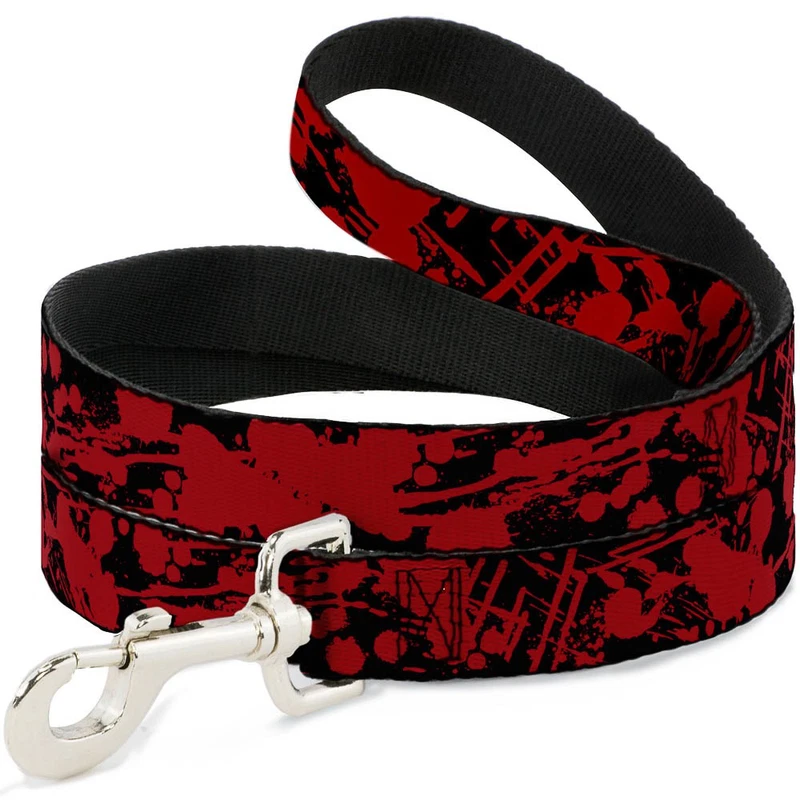Narrow Dog Leash Black Red 0.5 Inch