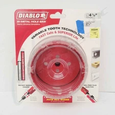 Diablo Tools 4-1/8" Bi-Metal Hole Saw Quick Change DHS4125 2-3/8" Cutting Depth