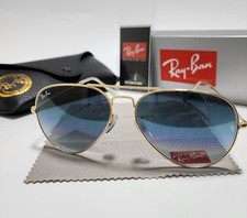 Ray-Ban RB3025 Aviator Pilot Sunglasses Gold Frame 58mm Glass Blue Lens 138mm