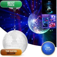 Disco Ball with Motor and Light 8" Hanging Mirror Ball Batteries Powered