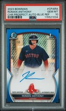 ROMAN ANTHONY 2023 BOWMAN CHROME AUTO TRUE BLUE REFRACTOR /150 PSA 10 #CPARA