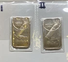 2x Lot "The One Ounce Silver Bullet" Vintage Art Bar 1 oz .999 Fine Sealed Toned