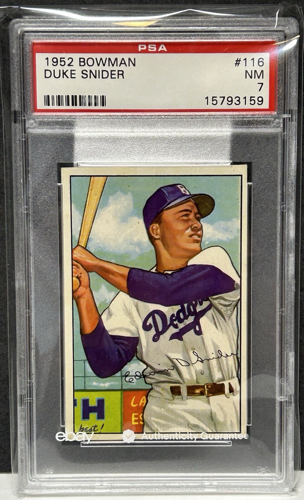 1952 Bowman Duke Snider #116 🔥PSA 7 🔥 Dodgers HOF Great Coloring - Pop 148 