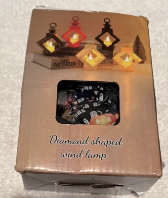 Black Diamond Shaped Halloween Wind Lamp with light New in box