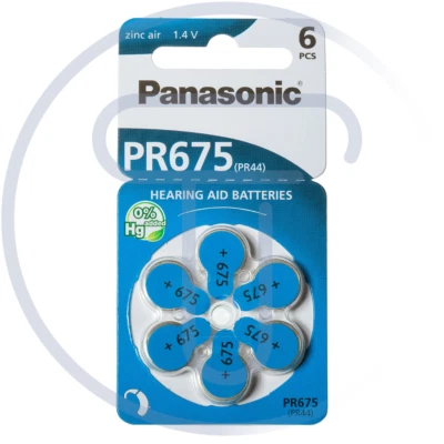 TANCREDI SRL Blister da 6 pile a bottone zinco-aria 1,4V Panasonic - DA675, PR44, PR675