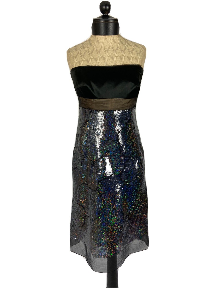 akris sequin dress Lucid Sequin Embroidered Tulle Sheath Dress Black / 10
