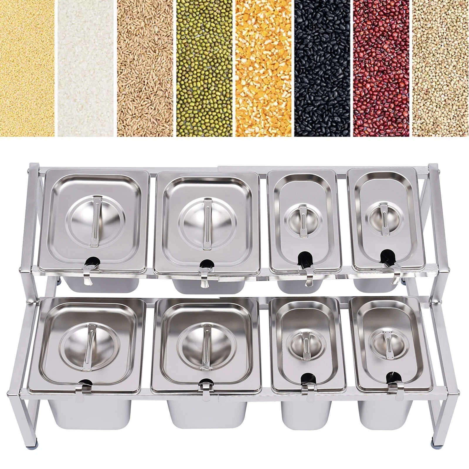 Stainless Expandable Spice Rack 13.8"-23.6" Seasoning Organizer Holder w/8 Pans