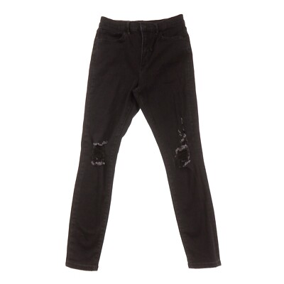 Express Skinny High Rise Black Jeans Womens Distressed