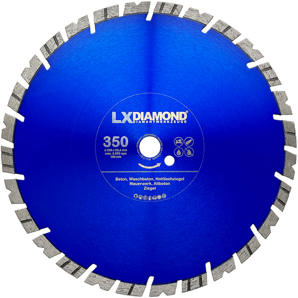 Lxdiamond Diamant-Trennscheibe 350Mm X 25,4Mm Granitborde Beton Ziegel Galabau-image