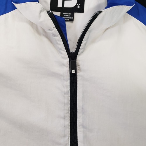 FOOTJOY GOLF JACKET MENS L WHITE BLUE BLACK 1/2 ZIP LONG SLEEVE WINDBREAKER PGA - Picture 11 of 13