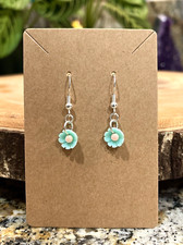 Sterling Silver Plated Mini Flower Blue Pink Dangle Handmade Earrings