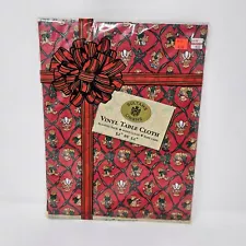 Sultan's Linens Christmas Bears & Holly Tablecloth Vinyl Back Polyester 52x 52" 