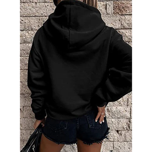 Ladies Loose Fit Long Sleeve Pullover Women Fall Warm With Pocket Hooded Tops - Picture 72 of 80