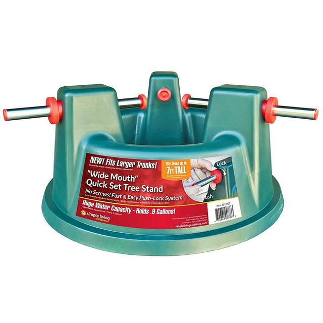 Simple Living Wide Mouth Quick Set Green Christmas Holiday Tree Stand