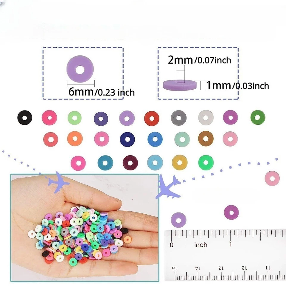 2400 Pcs mix color 6mm Polymer Clay Beads Heishi Beads For Jewelry Making DIY - Image 4 of 4