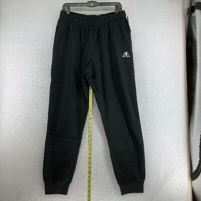 Champion Mens Authentic Elastic Waist Tapered Leg Black Sweatpants Size  Large