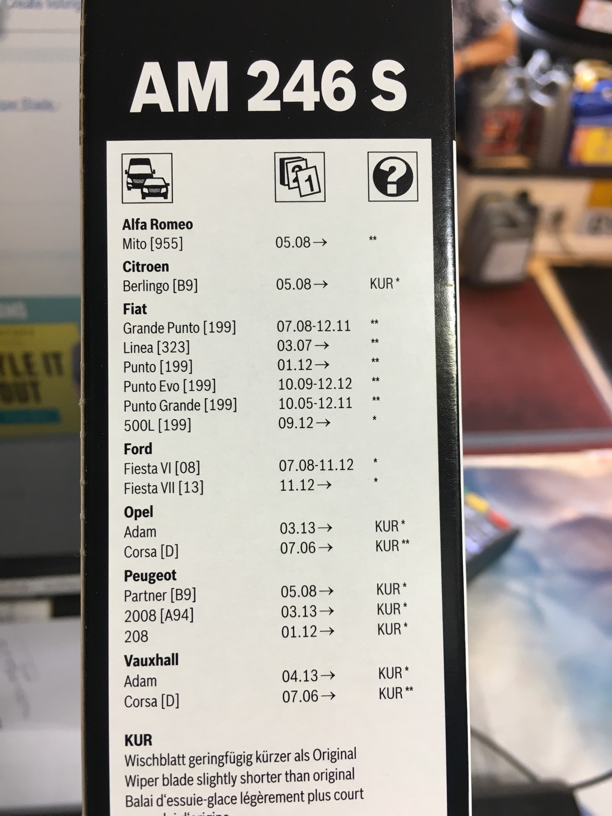 FORD FIESTA 06>14 BOSCH AEROTWIN WIPER BLADES AM246S Flat/ Aero Wiper