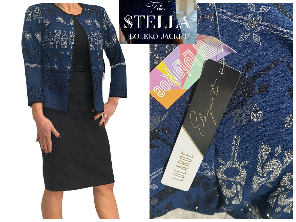 LULAROE ELEGANT STELLA BLUE SPARKLE 