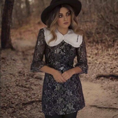 H&M Black & Silver Lace Mystique Mini Dress | eBay