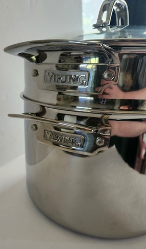 Viking 3-Ply Stainless Steel Stock Pasta Pot, Glass Lid 8 Qt/7.5L 9” D -NEW- - Picture 7 of 16