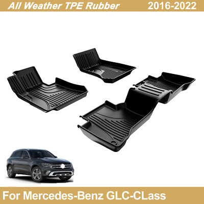 KUST All-Weather Floor Mats For 2016-2022 Mercedes GLC Class - Custom Fit Black TPE Liners