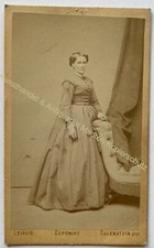 orig. CDV Foto Fotografie Dame Frau Mode um 1860 Leipzig Eulenstein Kleid