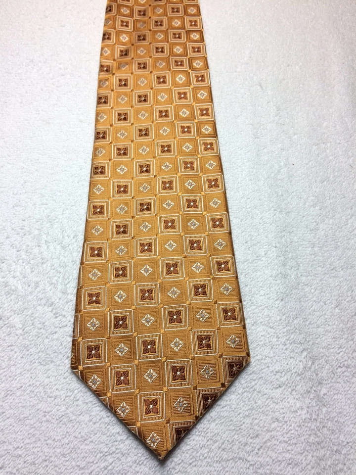 CORBATA MEETING STREET HOMBRE DORADA CON MARRÓN Y AZUL 3,75 X 60 NUEVA SIN ETIQUETAS Foto 2 de 4