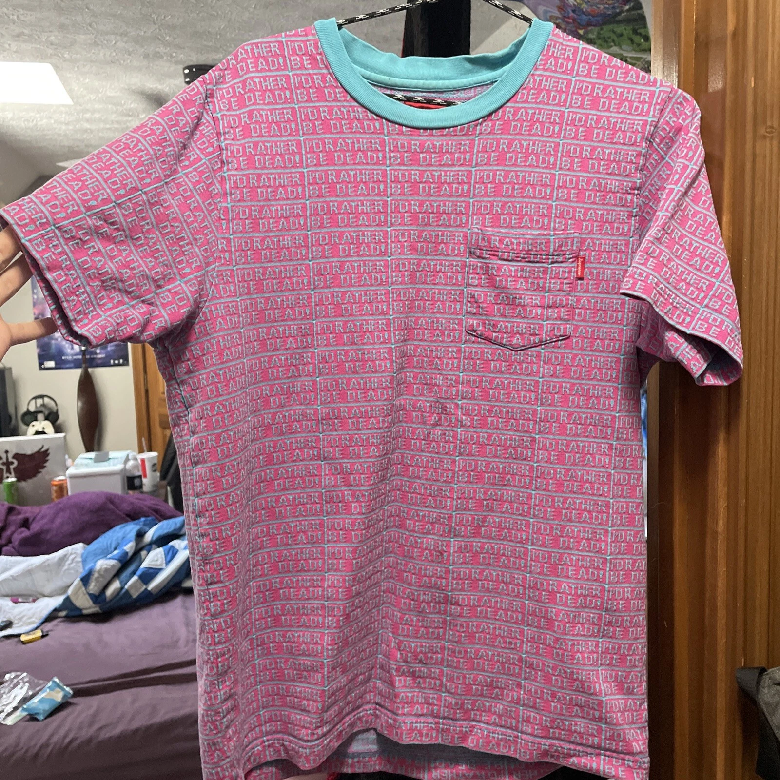 RARE Supreme SS17 I'd Rather Be Dead Jacquard Chemise Palace Kith Box Logo 