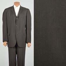Large 1950s Brown Two Piece Suit Set Vintage Mens Three Button Blazer VTG Suit