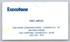 Vintage Business Card Executone Fred Abeles Hartford Connecticut 